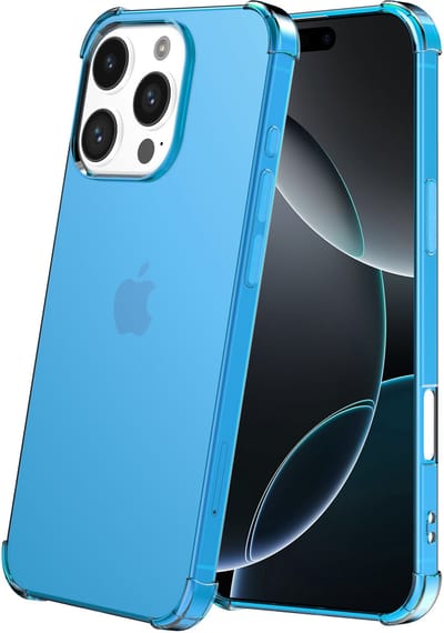 Smartphonica Telefoonhoesje Geschikt voor iPhone 16 Pro Transparant Schokbestendig Siliconen Hoesje met Stootrand - Shockproof Back Cover Case - Blauw geschikt voor iPhone 16 Pro