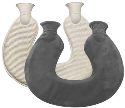 Warmwaterkruik in U-vorm met Zachte Hoes - 1 Liter Warmwaterzak voor Nek, Schouder en Krampen Comfort