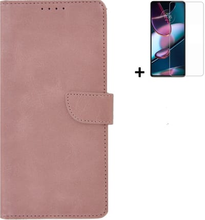 MoDo hoesje Geschikt voor Motorola Moto G53 - Kunstleer Book Case - Rose Goud hoesje met screenprotector