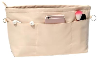 Handtas organizer - Maat S - 21,5*8*17 cm - Handtas organizer - Nylon boodschappentas organizer - Organizer - Boodschappentas met sleutelring en ritssluiting - Reis organizer - Make-up organizer - Make-up tas - Draagbare organizer - Binnenvak
