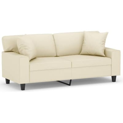 vidaXL Tweezitsbank met sierkussens 140 cm kunstleer crèmekleurig