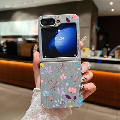 Étui de téléphone en cuir de luxe à motif floral pour Samsung Galaxy Z Flip 6 5 4 3 5G, housse souple antichoc pliable pour Samsung Z Flip4 For Samsung Galaxy Z Flip 3
