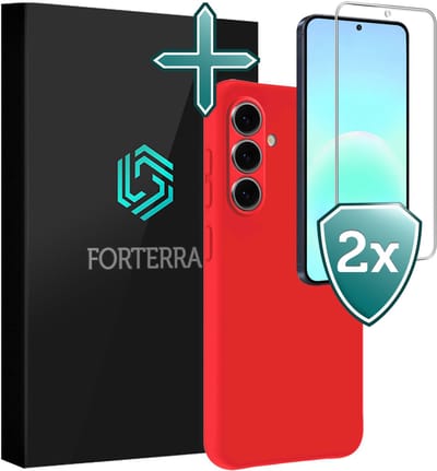 Hoesje Met 2x Screenprotector - Geschikt voor Samsung Galaxy A57 - Sterk & Shockproof - Telefoon Hoes - Back Cover - Siliconen Case - Rood