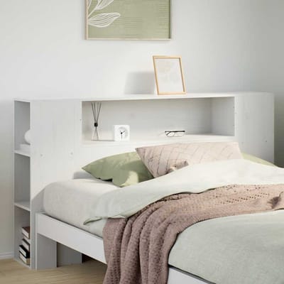 vidaXL - Hoofdbord - met - opbergruimte - 150 - cm - massief - grenenhout - wit