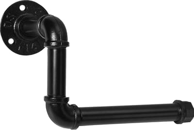 QUVIO Industriële toiletrolhouder - Toilet accessoires - Toiletrollen - Rollenhouder - Toiletrolhouders - Metalen pijp - Zwart - 10 x 19 x 14 cm