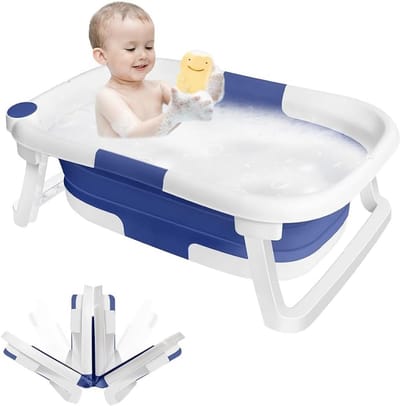 Opvouwbaar Kinderbadje - Draagbaar en Multifunctioneel Babybad met Afvoergat en Antislipmat