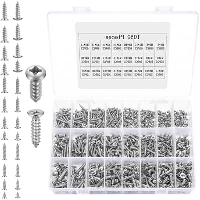 1050 Stuks RVS Schroeven Set - M3, M4, M5 Zelftappende Schroeven voor Hout, Platen en DIY Projecten