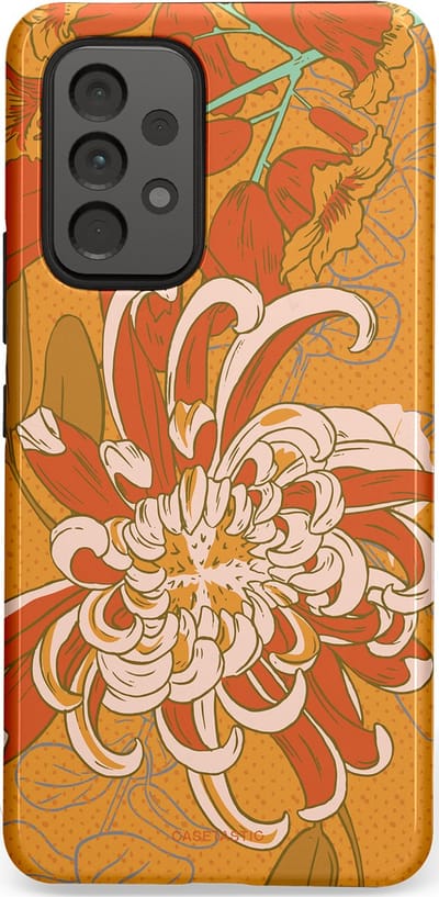 Casetastic hoesje geschikt voor Samsung Galaxy A53 (2022) 5G - Dubbellaagse bescherming - Bloemige lente - Fashion Case - Okergeel Terracotta Beige