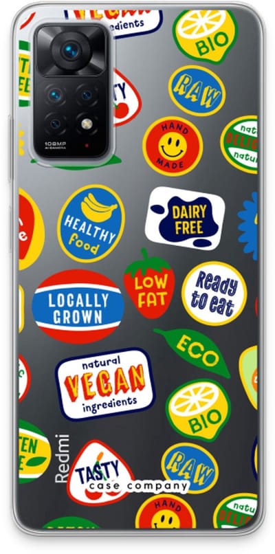 Case Company® - Hoesje geschikt voor Xiaomi Redmi Note 11 Pro hoesje - Fruitsticker - Soft Cover Telefoonhoesje - Bescherming aan alle Kanten en Schermrand
