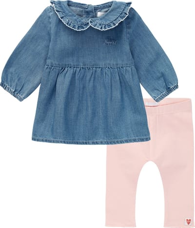 Noppies - kledingset - 2delig - jurk Acarigua Medium wash denim - legging Adelaide Peach Whip - Maat 80