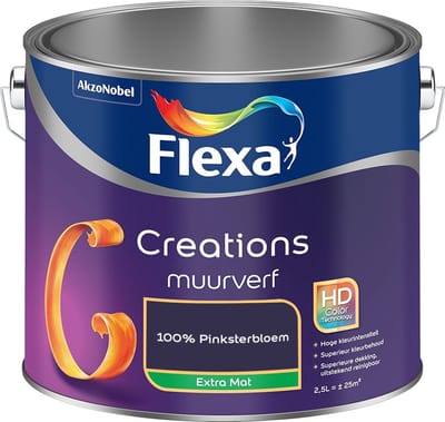 Flexa - Creations Muurverf Extra Mat - 100% Pinksterbloem - Mengverf - 2,5 L