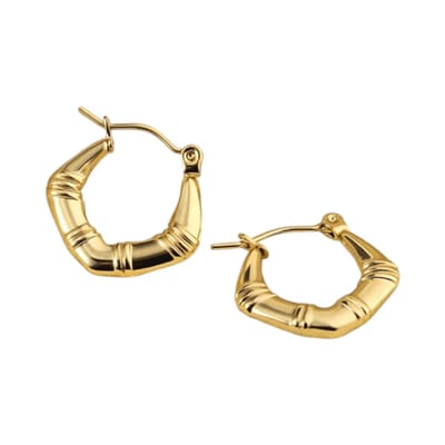 Aramat Jewels | Oorringen | Kleine RVS Oorringen met Streepjesmotief – 20mm Goudkleurig | | | |3mm | Staal | Volwassenen | Verkleurd niet