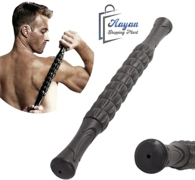 Massage Roller 360° – Voor Rug & Benen – Tegen Spierpijn – Diepe Spiermassage – Spier Massage Roller – Stick roller – Trigger Point – Vermindering Spierpijn – Verkleefde Spieren – Kramp en Stijfheid – Zwart – 56005