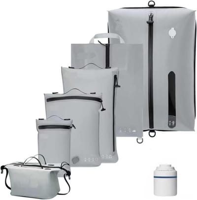 Famanu – Koffer-organizer - 6-delige set - TPU-vacuümzakken - waterdicht - geschikt voor kleding - ondergoed - sokken en schoenen - compact opbergen