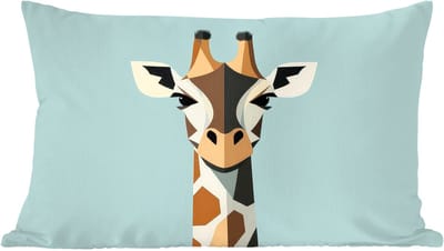 Sierkussens - Kussentjes Woonkamer - 60x40 cm - Giraffe - Illustratie - Bruin - Minimalistisch