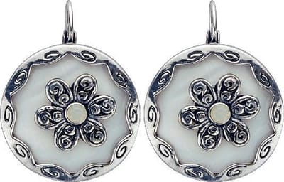 Behave - Oorbelhangers dames - Zilverkleur schelp - Vintage bloemlook