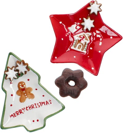 2-delig set theetafel PATISSERIE KERST 1x sparrenboom & 1x rode ster – 24306364
