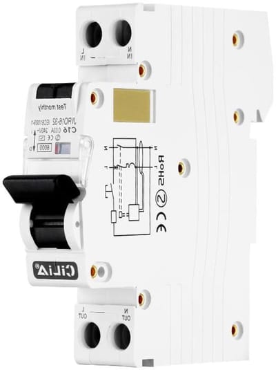 Differentiële Magneetschakelaar - RCBO Zekering - Elektrische Veiligheid - Universele DIN-aansluiting - 1 module - Grijs