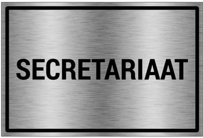 Secretariaat bord - gecoat brushed aluminium - grijs zwart | 30 x 20 cm