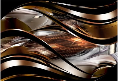 Fotobehangkoning - Behang - Vliesbehang - Fotobehang Luxe Storm - Abstract - Kunst - Amber storm - 400 x 280 cm
