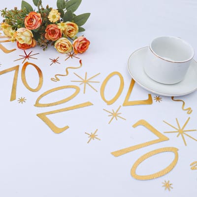 Dailygoods- Tafelloper Goud - Verjaardag Decoratie - Tafeldecoratie 70e Verjaardag - Polyester - 500 x 28 cm - Robuust en Duurzaam - Tafelkleed