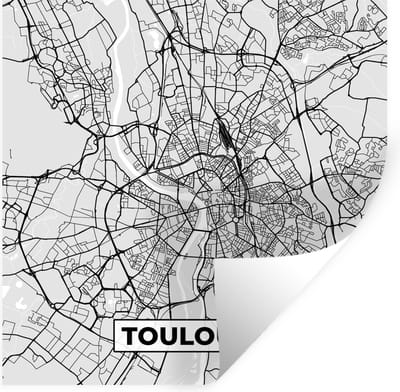Muurstickers - Sticker Folie - Kaart - Stadskaart - Frankrijk - Toulouse - Plattegrond - 100x100 cm - Plakfolie - Muurstickers Kinderkamer - Zelfklevend Behang XXL - Zelfklevend behangpapier - Stickerfolie