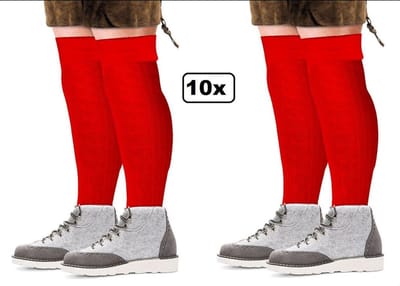 10x Paar Tiroler sokken lang rood mt.39-42 en mt.43-46 - Tirol sokken kousen Oktoberfest apres ski bier feest festival winter party
