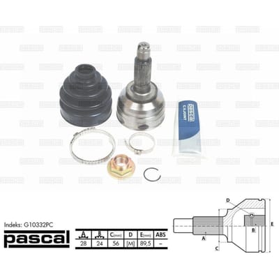 Homokineet reparatie set, aandrijfas PASCAL G10332PC
