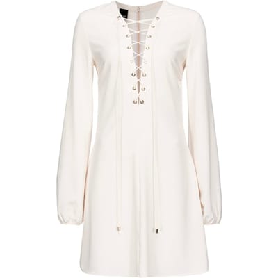 PINKO Affabile Abito Crepe Fluido Con Stringature Silk White Size: 40 | Mini Dresses Outlet | Dames | Ecru