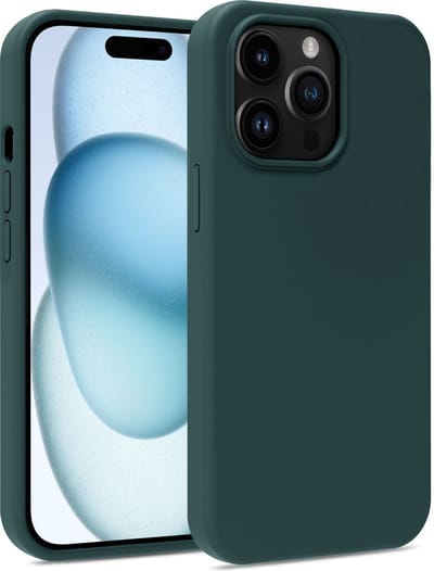 Hoesje - Geschikt voor Apple iPhone 15 Pro - Sterk & Shockproof - Siliconen Case - Hoes Cover - Telefoonhoes - Donkergroen