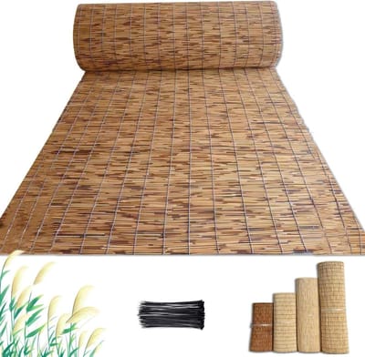 Bamboescherm - Privacy scherm - Tuin decoratie - Waterdicht UV-bestendig - 175 x 600 cm - Geel wit