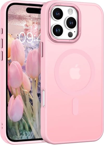 Backcover matte achterkant telefoonhoes [Compatibel met MagSafe] Schokbestendig Hoesje - Geschikt voor: Apple iPhone 16 Pro - Roze