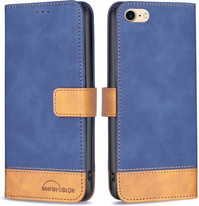 BINFEN Hoesje - Geschikt voor iPhone SE (2022/2020), iPhone 8 / 7 Hoesje - BINFEN Color Book Case - Blauw