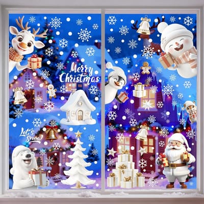 Moxled Window Pictures, Pack of 174 Self-Adhesive White Window Decoration Christmas Reusable Static Adhesive PVC - ShopVlot