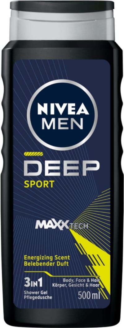 NIVEA Deep Sport - Douchemiddel - Verfrissend - 3-in-1 - Gezicht, Lichaam en Haar