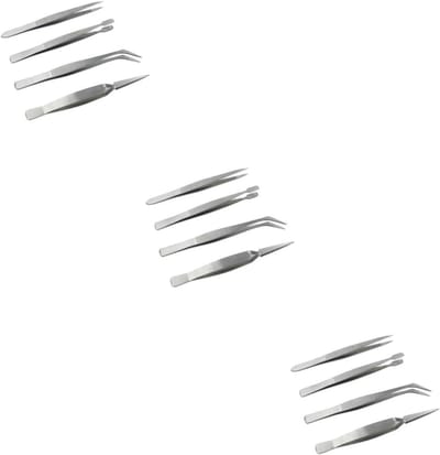 Multifunctionele Pincetten - Precisie Tangetjes - Nauwkeurig Werk - Set van 12 stuks - 11.7 cm - Zilver