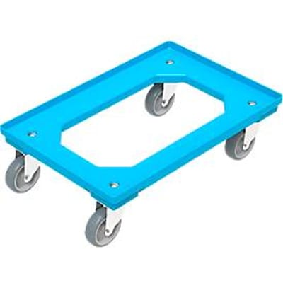 WALTHER trolley 6410 V1, ABS-kunststof, hemelsblauw, laadvlak L 600 x B 400 mm, 4 zwenkwielen, tot 300 kg