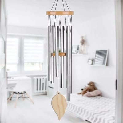 Zilver 6 Buizen Windgong Kapelklokken Windgongen Deur Muur Hanger Ornament Huis Tuin Buiten Decoratie Windgongen white