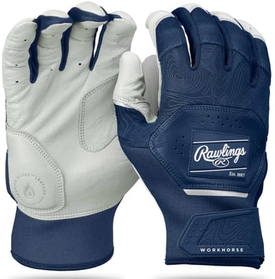 Rawlings - MLB - Honkbal - Softbal - Slaghandschoentjes - Workhorse - WH25BG - Leer - Een Paar - Batting Gloves - Volwassenen - Donkerblauw - X-Large