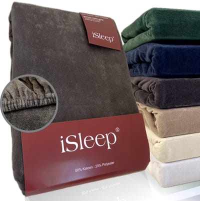 iSleep Hoeslaken Velours - Eenpersoons - 80/90x200 cm - Antraciet