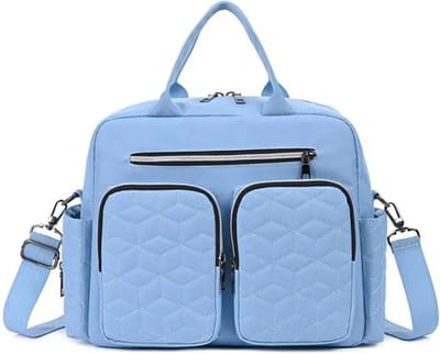Mygroot - Luiertas - Mombag - Schoudertas - Verzorgingstas - Kraamcadeau - Op reis - Groot - Licht blauw.