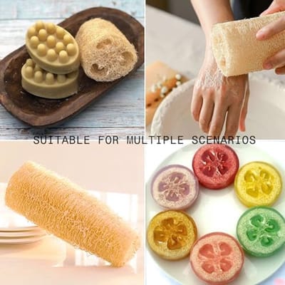 Biologische loofah sponzen voor het hele gezin - Exfoliërende lichaamsscrubber voor dagelijks gebruik - Pak van 4