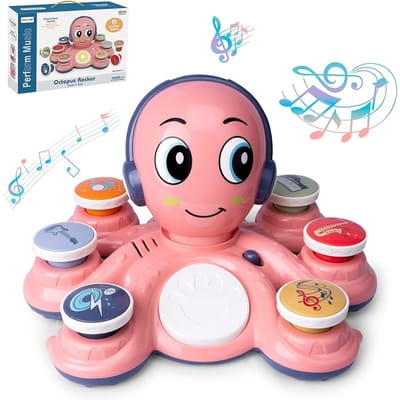 Baby Muziek Speelgoed Leer Speelgoed voor Peuters Octopus Muziek Speelgoed Kleuter Muzikaal Educatief Speelgoed voor Baby Kinderen roze