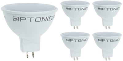 Optonica LED Spot GU5.3 MR16 - 5W (vervangt 35W) - 400lm - 4500K Neutraal Wit - 12V - Ø50mm - Energiezuinig - 5 stuks