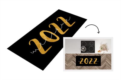 Keukenloper - Loper keuken - Nieuwjaar - Welcome 2022 - Goud - Spreuken - Quotes - 120x50 cm - Keukenloper vinyl