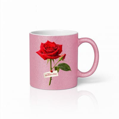 Moederdag Roos Mok 330ml – Rode Roos Bloemen Koffiemok – Cadeau voor Mama – Roze Keramisch