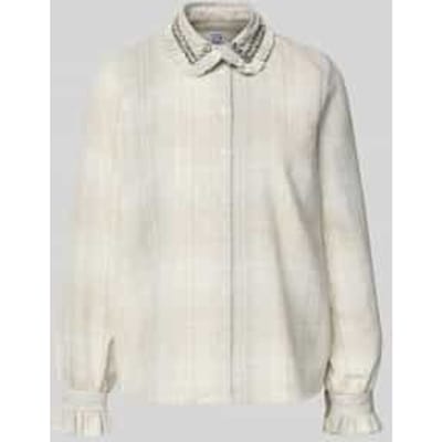 Regular fit overhemdblouse met platte kraag en siersteentjes