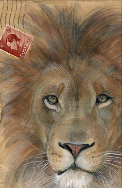 Dubbele kaart met env. Leeuw 11,5x17,5cm