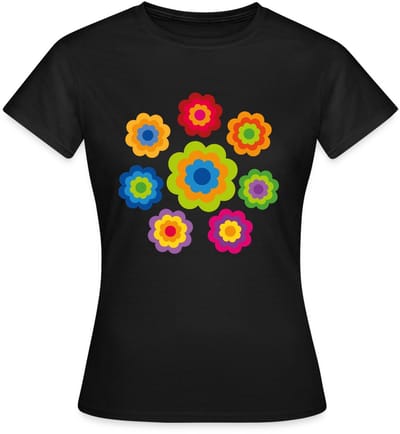 Flower Power 70er Jaren Hippie Bloemen Kostuum T-Shirt Dames
