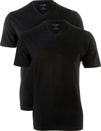 OLYMP T-Shirt voor eronder (set van 2 paar), Modern Fit, Zwart